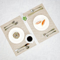 6pcs Vinyl Woven Placemats Beige Heat Resistant Kitchen Dinners Indoor Outdo