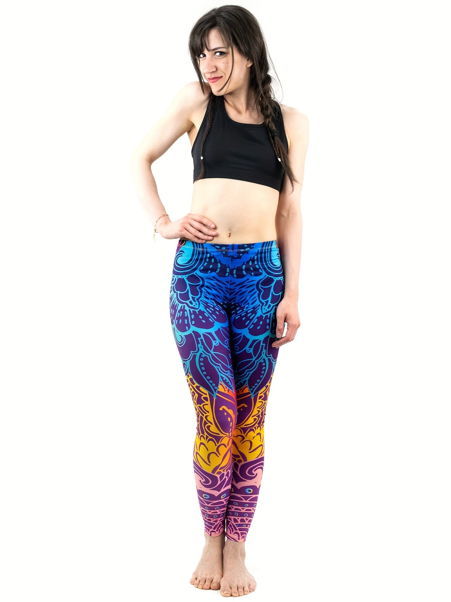 Graphic Print Skinny Leggings Casual Stretchy Leggings Women's Clothing