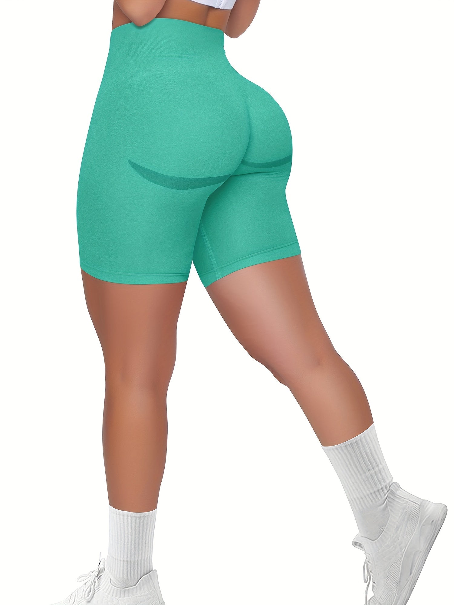 High Waist Butt Lifting Biker Shorts Tummy Control Yoga Gym Shorts