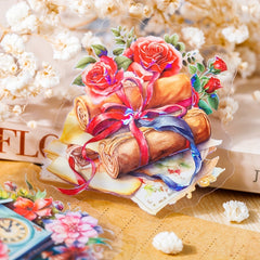 10pcs Book Letter Glitter Series Shell Glossy Guka Flower Plant PET Sticker