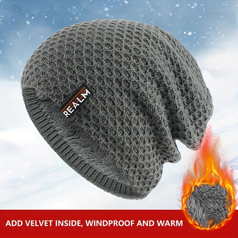 Velvet Woolen Beanie Hat with Ear Protection