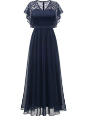 V Neck Ruffle Trim Bridesmaid Dress Aline Dress