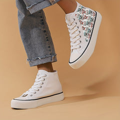 Stylish Frog Pattern High Top Sneakers for Women
