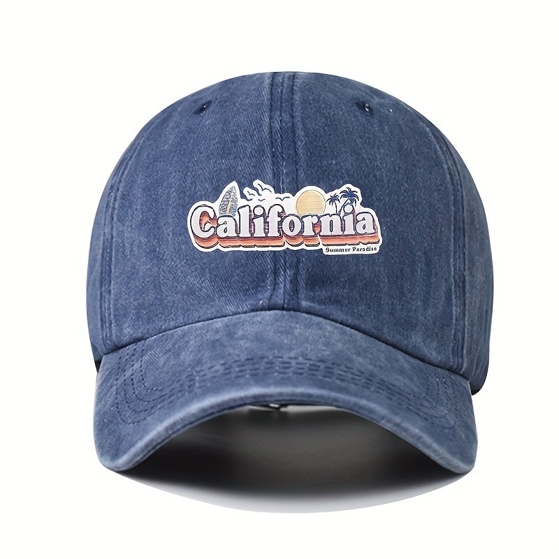 CALIFORNIA Beach Printed Baseball Cap Cotton Washed Distressed Dad Hat