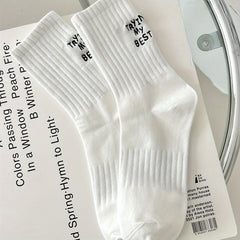 Letter Print Sports Mid Tube Socks Women's Stockings