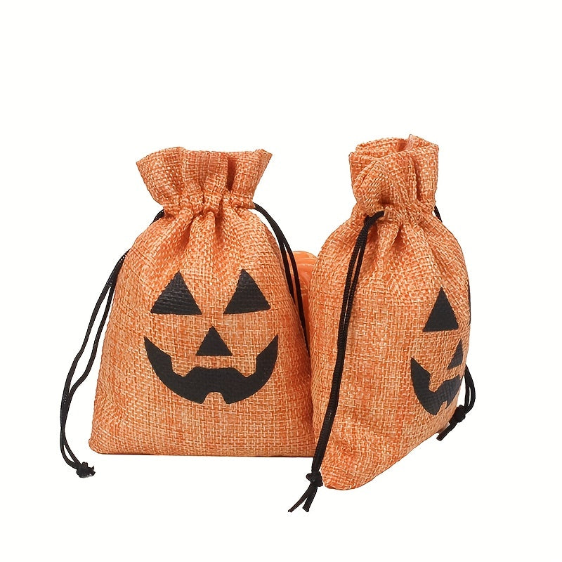 100pcs Halloween Pumpkin Bag Drawstring Cinch Gift Goods Bag