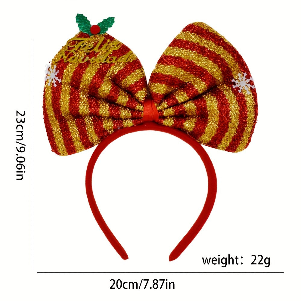 Christmas Bow Headband Rainbow Snowflake Party Decoration