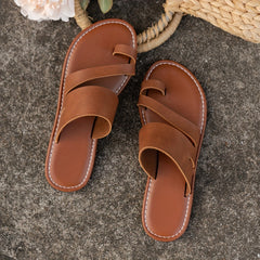 Women's Open Toe Flat Slide Sandals Casual Beach Shoes