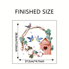 Lovely Bird On Tree Branch Wall Decal Green Leaves Flying Birds Removable Art