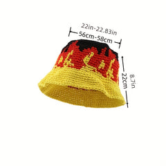 Yellow Red Flame Bucket Hat Hip Hop Crochet Sun Hats