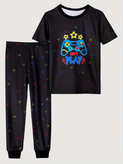 Boys Game Console Pajamas Set - Short Sleeve T shirt & Trousers