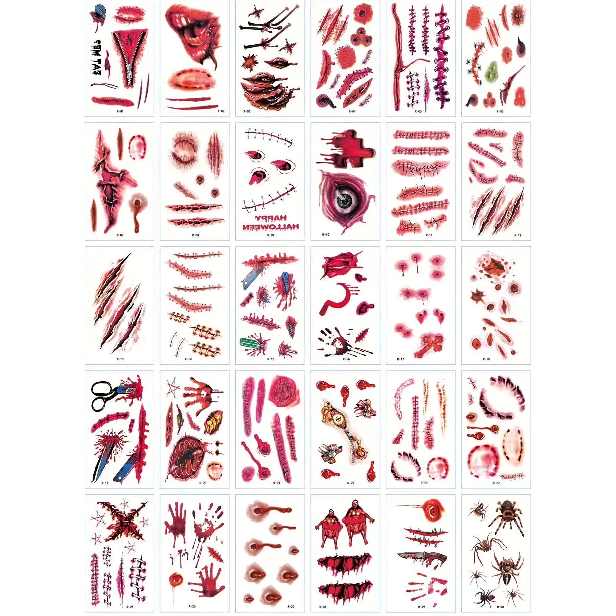 63pcs Halloween Bloody Handprint & Footprint Window Stickers