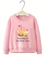 Bubble Tea 'Mommy' Pattern Sweatshirt for Girls