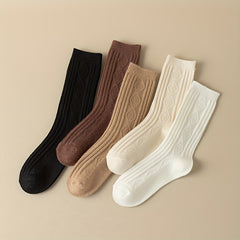 5 Pairs Argyle Pattern Socks Mid Tube Women's Stockings