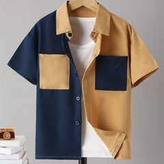 Boys Casual Short Sleeve Lapel Shirt for Summer Outdoor