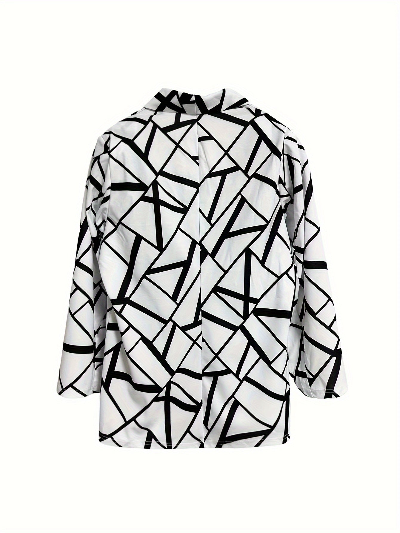 Women's Plus Geometric Print Long Sleeve Blazer
