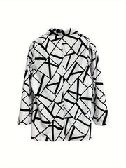 Women's Plus Geometric Print Long Sleeve Blazer
