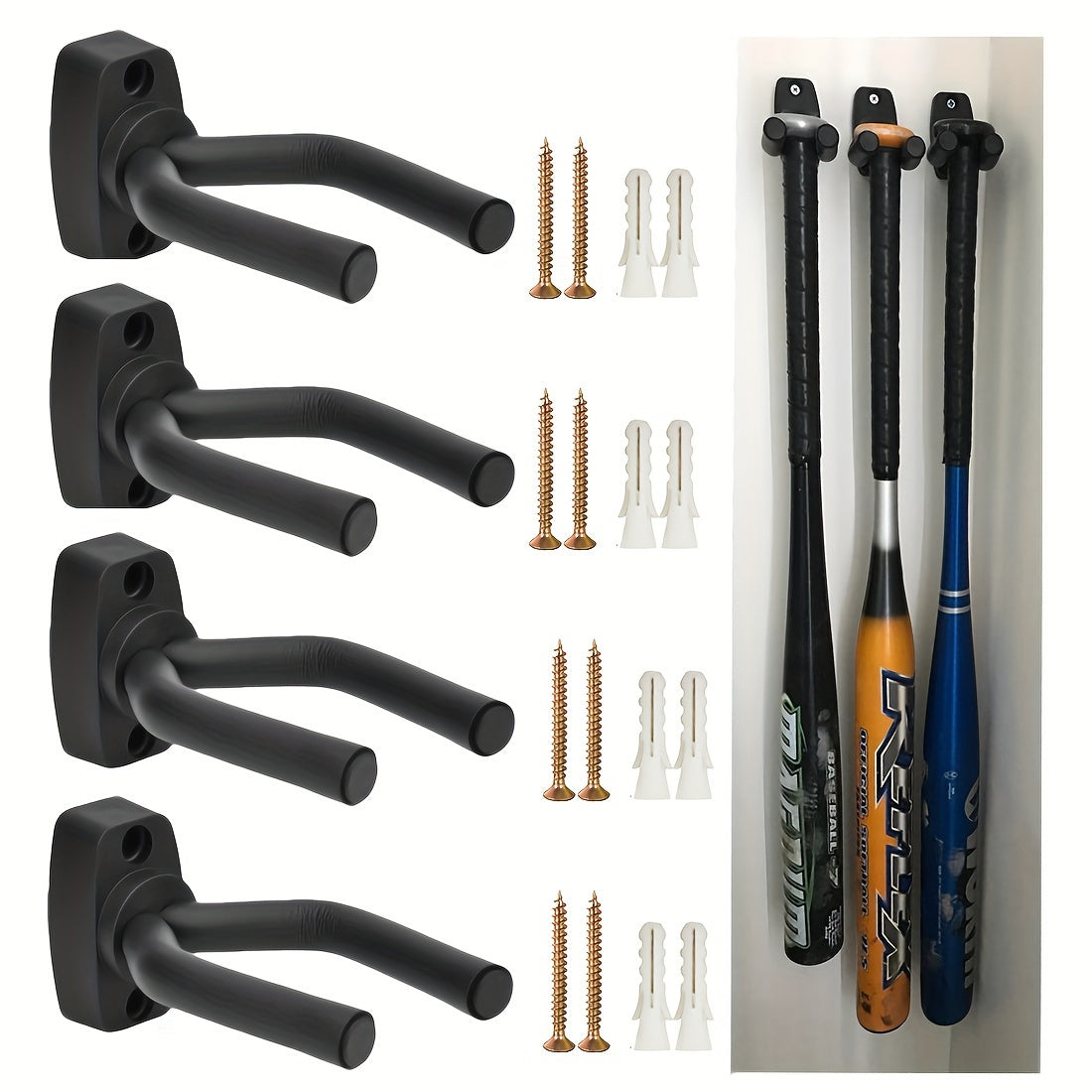 Wall Mounted Vertical Baseball Bat Rack Softball Bat Display Rack