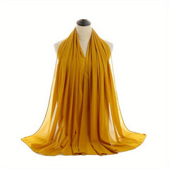 75D Pearl Chiffon Long Scarf Plain Scarf For Men Women