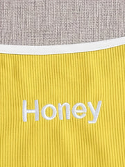 Women's Plus Ribbed Cami Top with Letter Embroidery