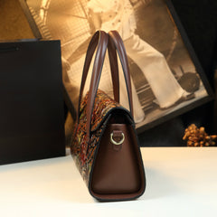 Vintage Floral Embossed Bucket Bag Coffee & Light Brown