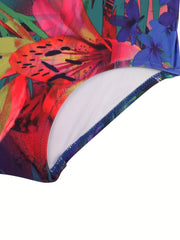 Girls Tropical Leaf Parrot Swimsuit Beachwear Round Neck