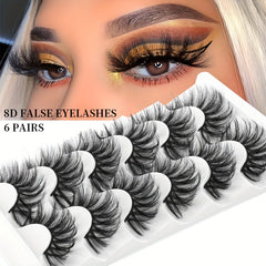 6 Pairs Natural Curling Mixed Style False Eyelashes 19 21mm Faux Mink Lashes