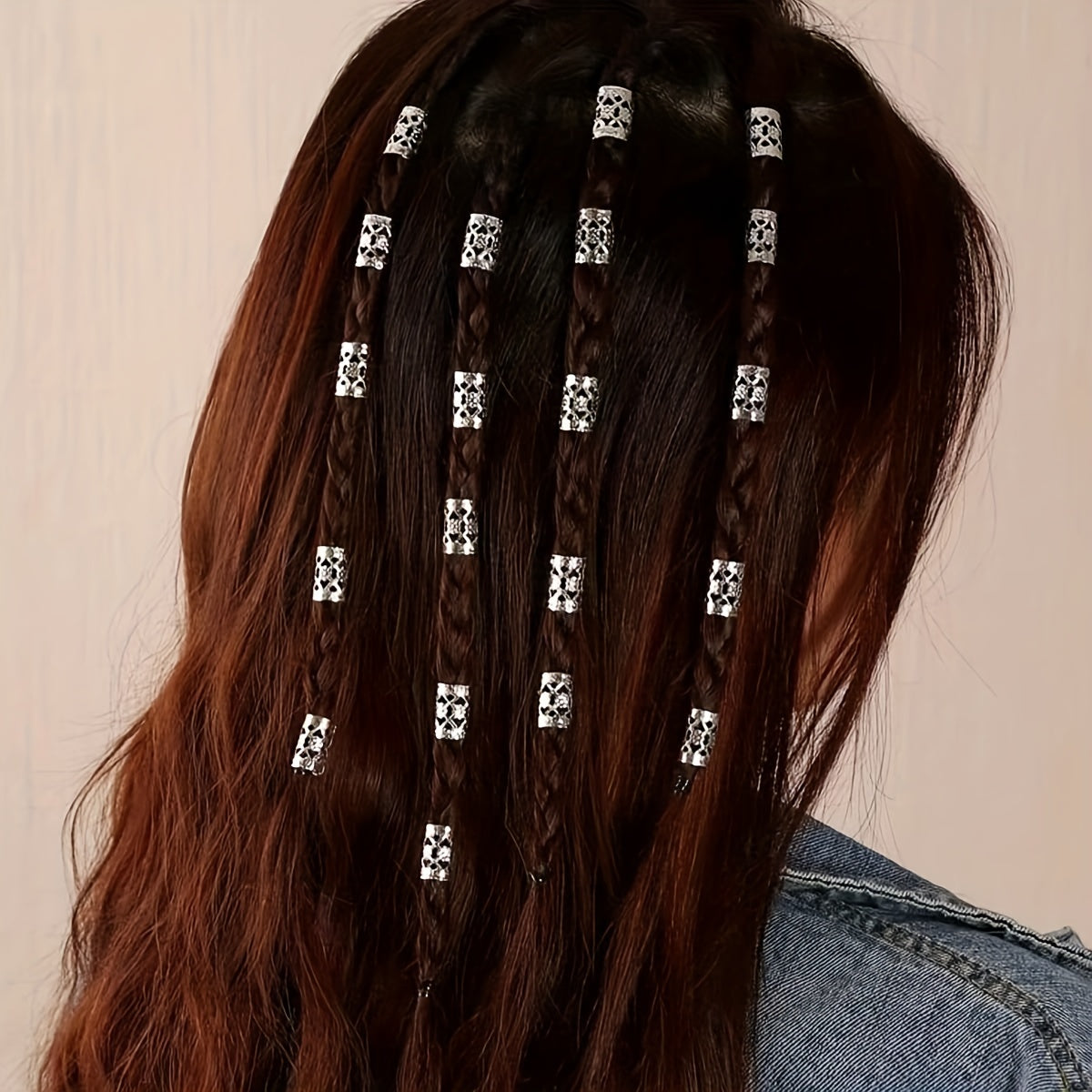 100pcs Beads Hair Braid Clips Hair Braiding Metal Cuffs Decoration