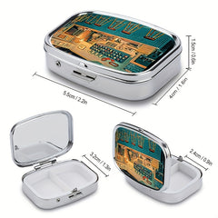 Retro Diner Metal Pill Box 2 Compartment Medicine Organizer