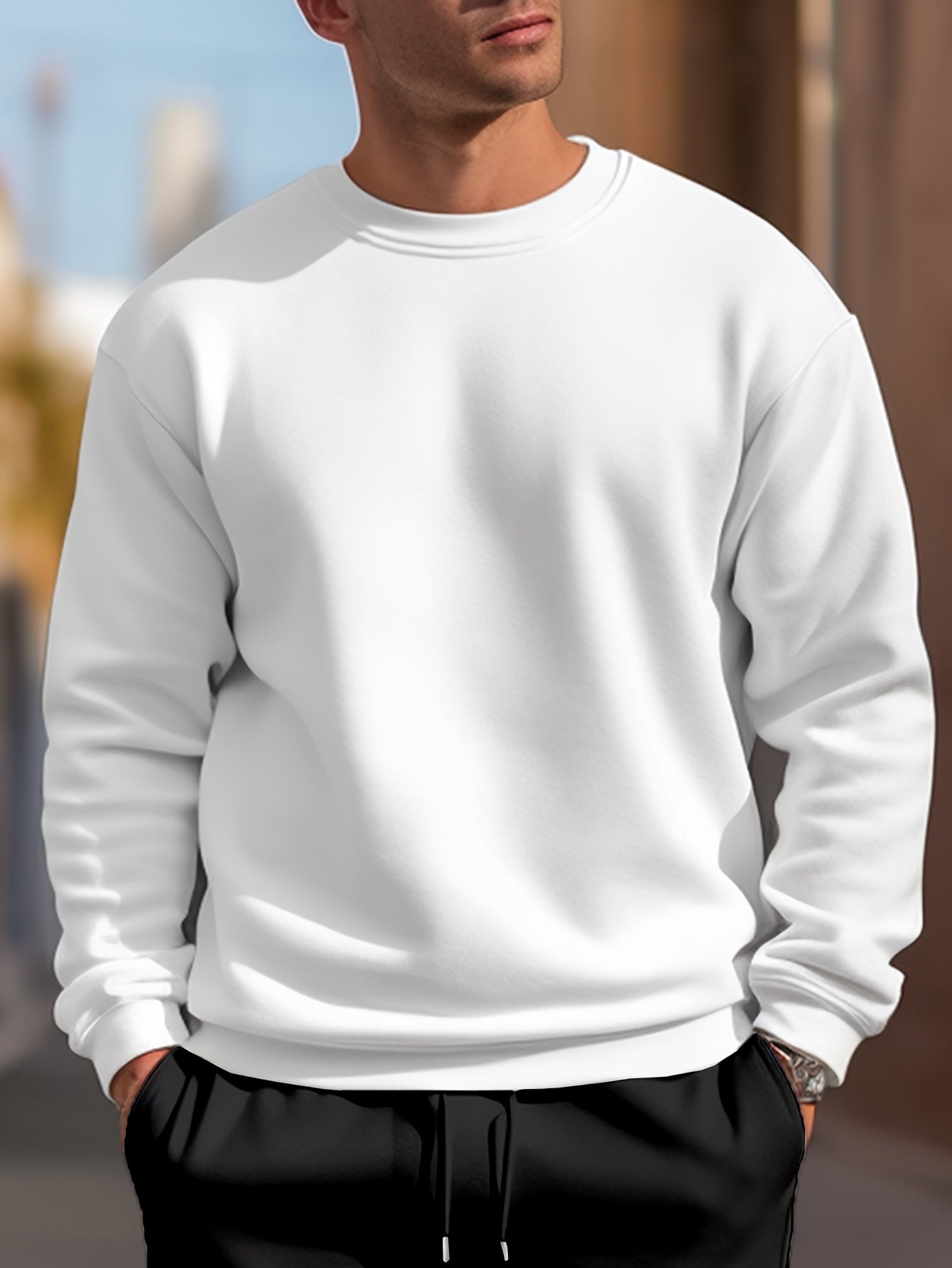 Men's Round Neck Sweatshirt Loose Pullover Autumn Winter