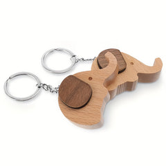 Elephant Cartoon Keychain Wooden Phone Holder Backpack Pendant