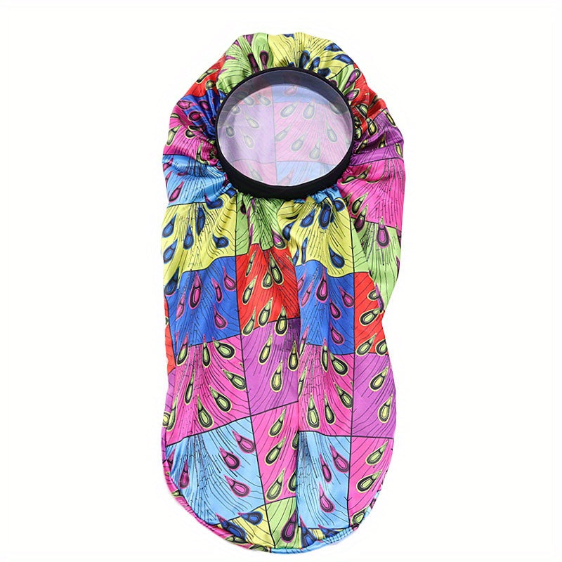 Boho Print Satin Sleep Cap Long Hair Silk Bonnet Elastic Band