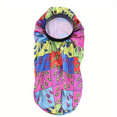 Boho Print Satin Sleep Cap Long Hair Silk Bonnet Elastic Band