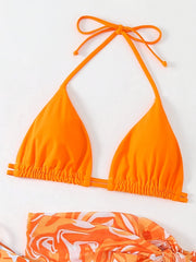 Triangle Bikini Swimsuit Set with Beach Skirt