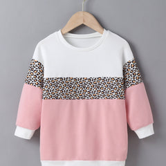 Girls Block Sweatshirt Long Sleeves Pullover Sports Casual