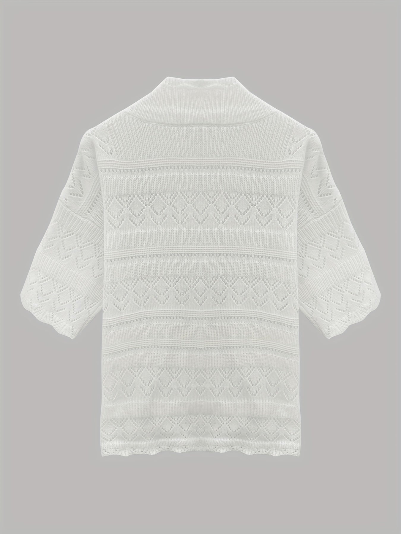Solid Cut Out Open Front Cardigan Casual Half Sleeve Cardigan