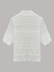Solid Cut Out Open Front Cardigan Casual Half Sleeve Cardigan