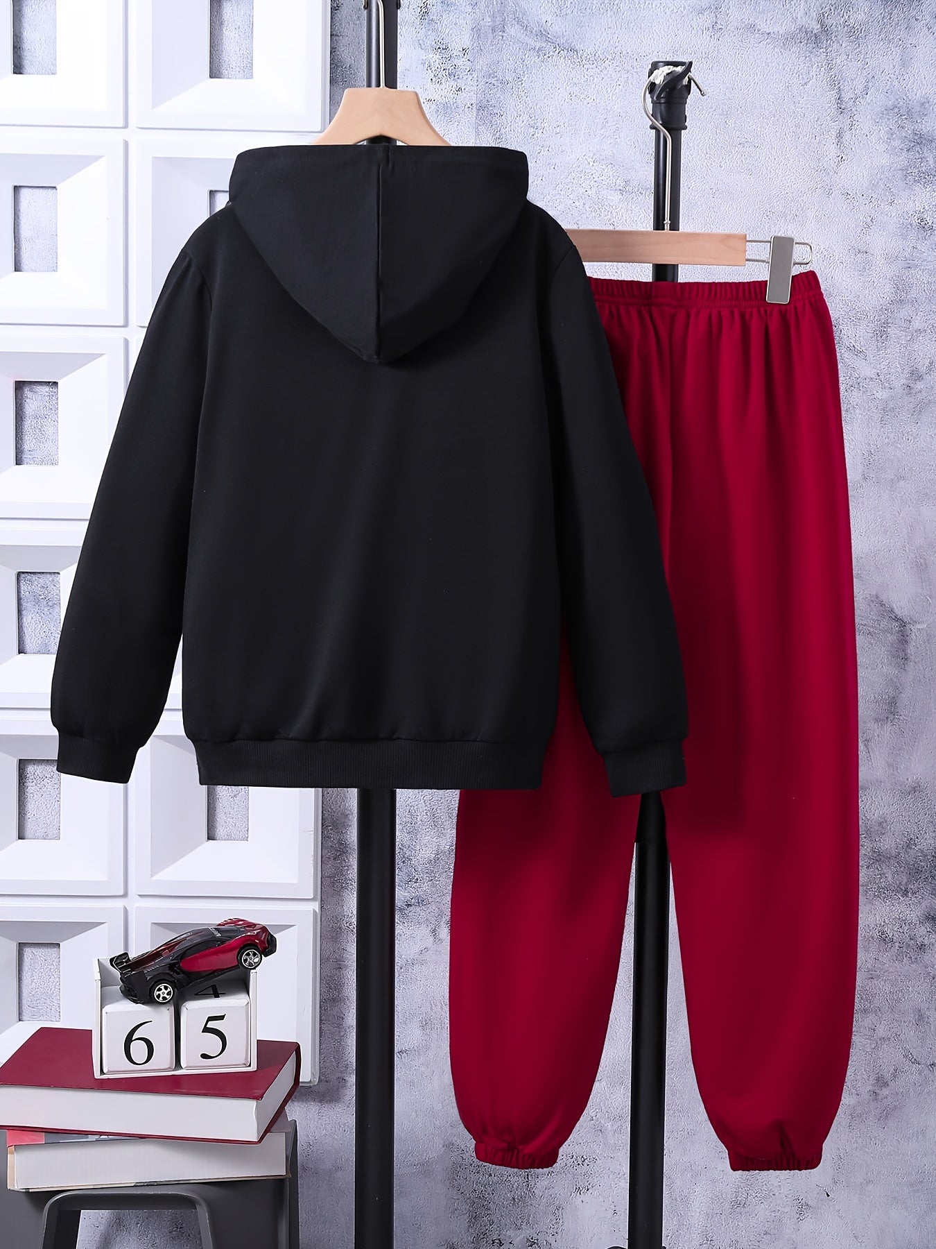 Boy's Gamepad Pattern Outfit 2pcs Hoodie & Sweatpants Set for Spring Fall