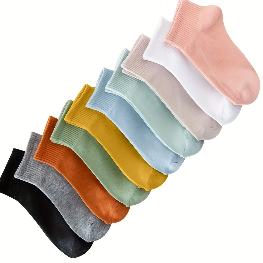 10 Pairs Solid Socks Women's Stockings & Hosiery