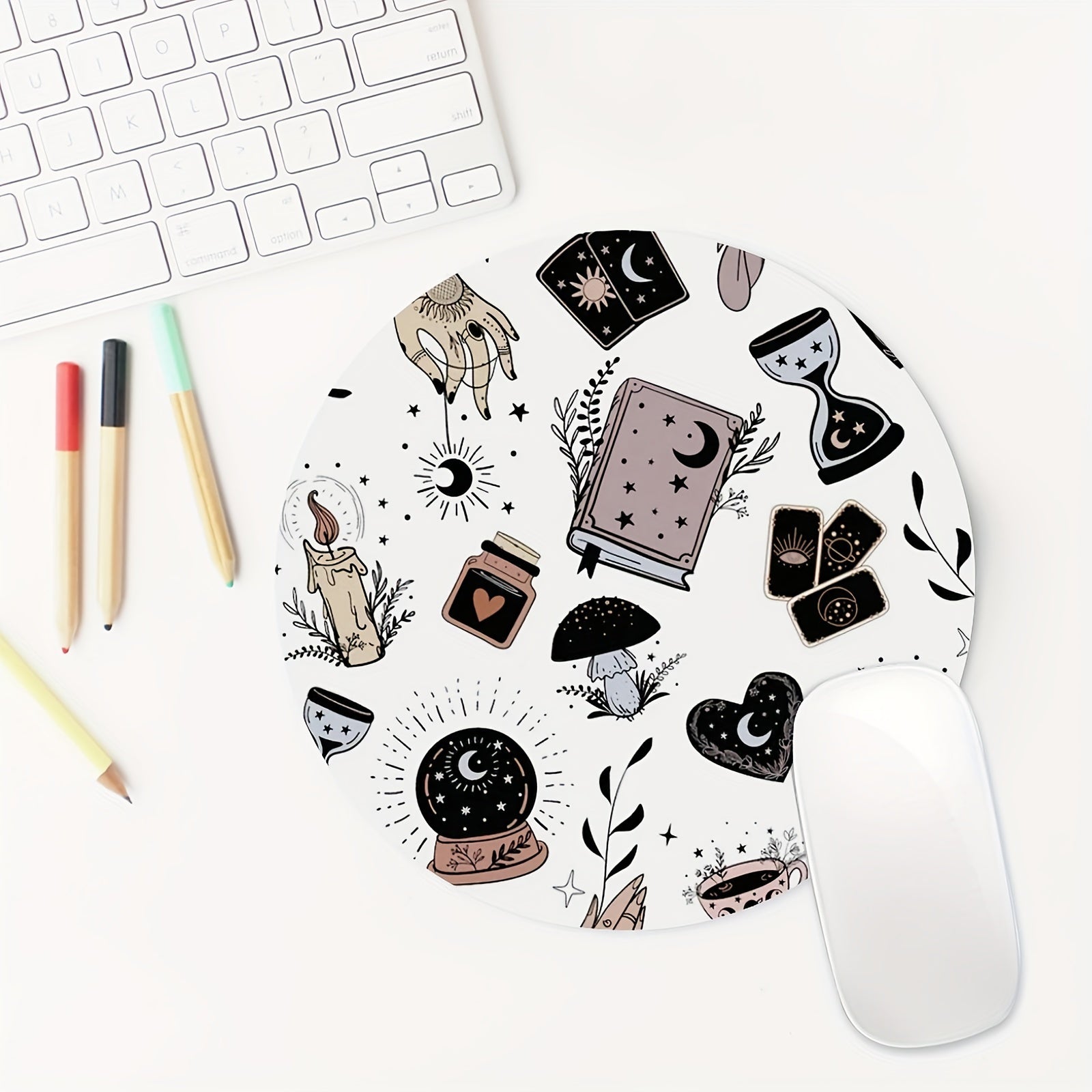Round Mouse Pads Washable Fabrics Non Slip Rubber Base Computer Mouse Pads