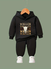 Bull Pattern Long Sleeve Hooded Sweatshirt Girls Comfy Hoodies Pullover