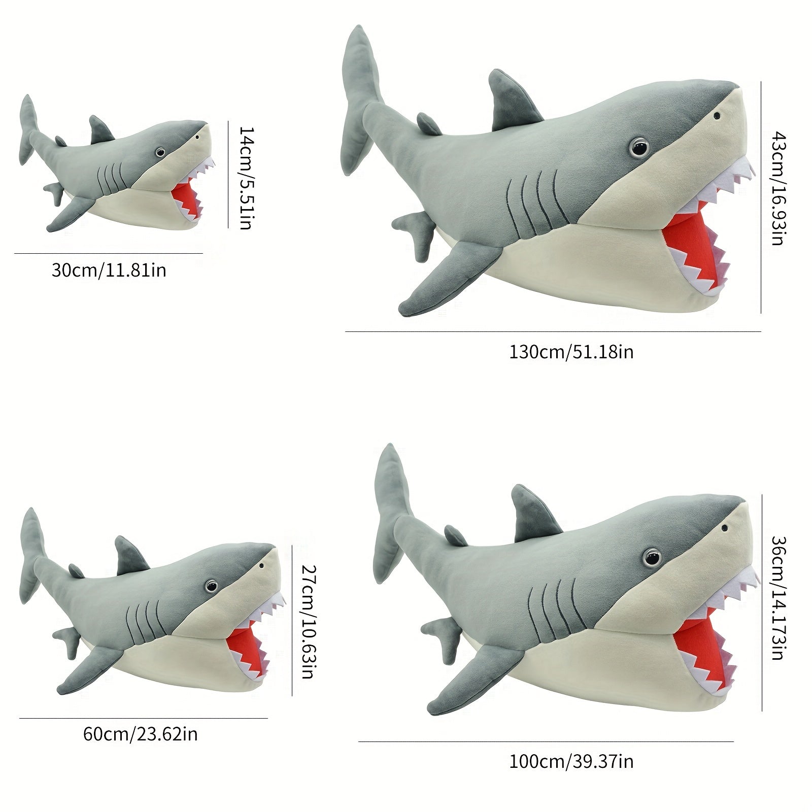 Giant Tooth Shark Plush Toy Stuffed Marine Animal