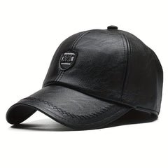 Men's British PU Leather Baseball Cap Adjustable Breathable Hat