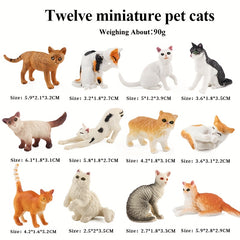 Realistic Grey & Orange Cat Figurine Set - Educational Gift For Kids