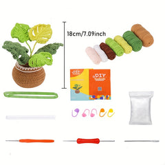 Hand Woven Bamboo Potted Crochet Yarn Kit with English Manual