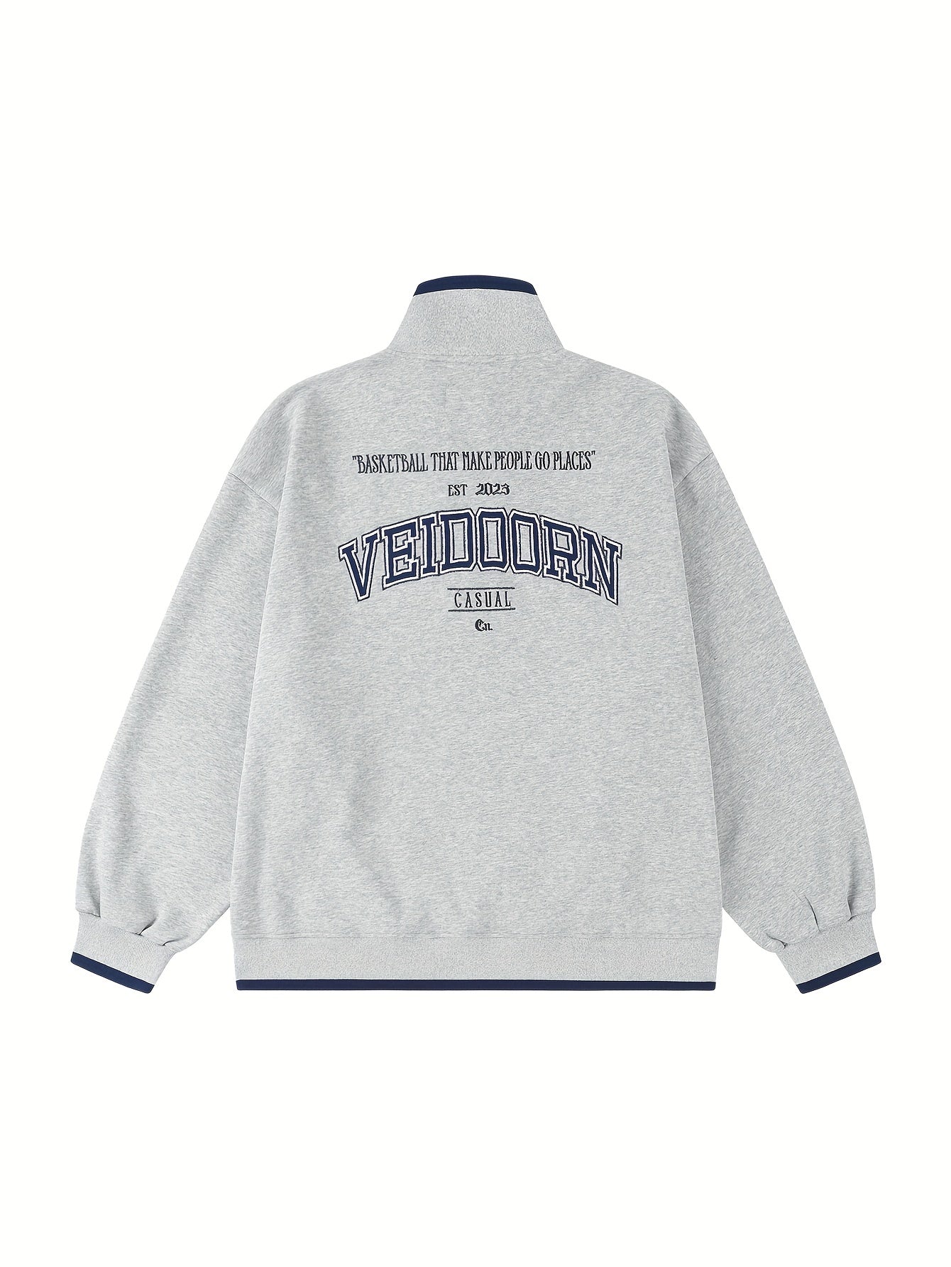Men's Stand Neck Cotton Sweatshirt Pullover Long Sleeve Tops