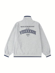 Men's Stand Neck Cotton Sweatshirt Pullover Long Sleeve Tops