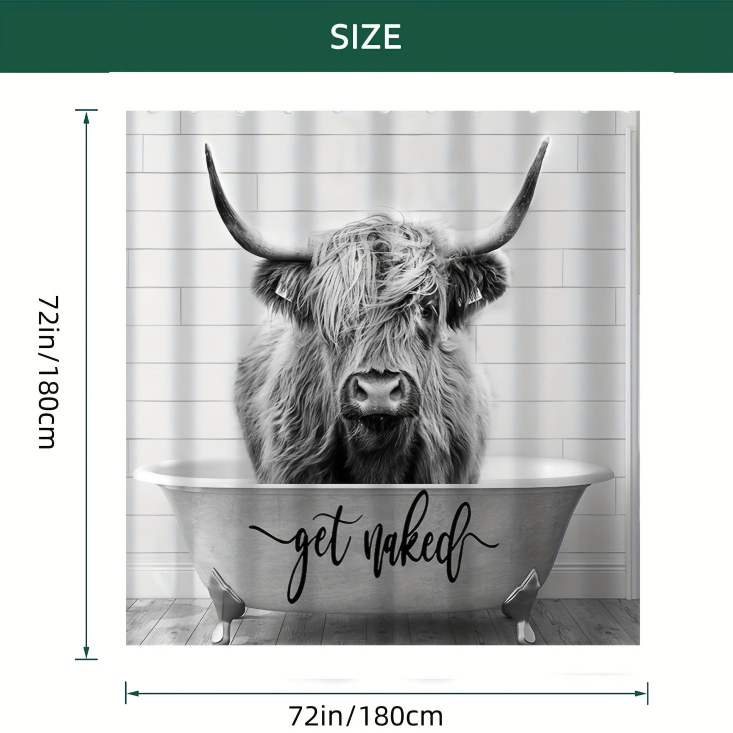 Funny Western Highland Cow Shower Curtain Set - Farmhouse Style Cow Decor