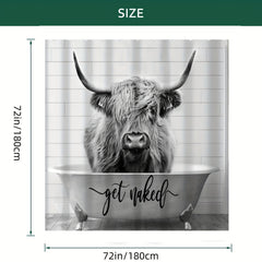 Funny Western Highland Cow Shower Curtain Set - Farmhouse Style Cow Decor