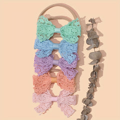 Headband For Baby Girls Soft Nylon Elastic Lace Bow Hair Bands
